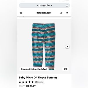 Like New - Patagonia baby micro fleece pants / size 3-6 months